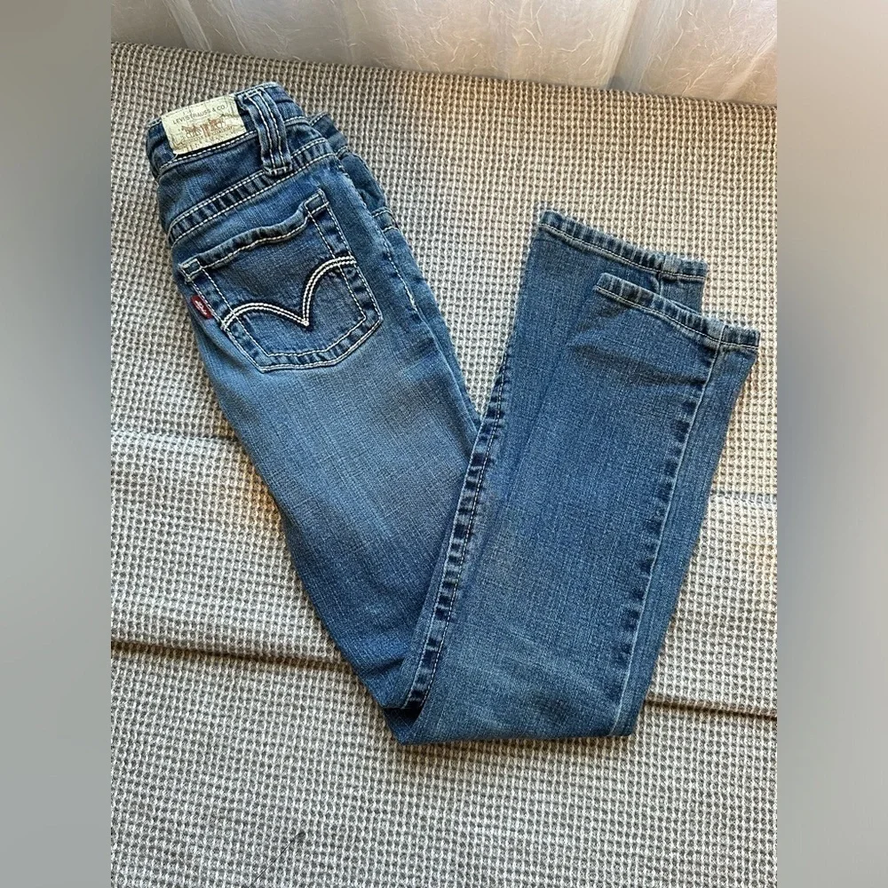 Girls Skinny Fit Stretch Denim Blue Jeans 5-Pocket Styling Size 7 Regular youth